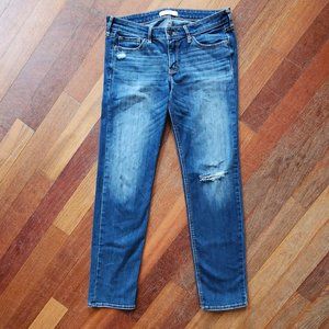 Hollister Medium Wash/Faded Distressed Straight Leg Jeans Size 28